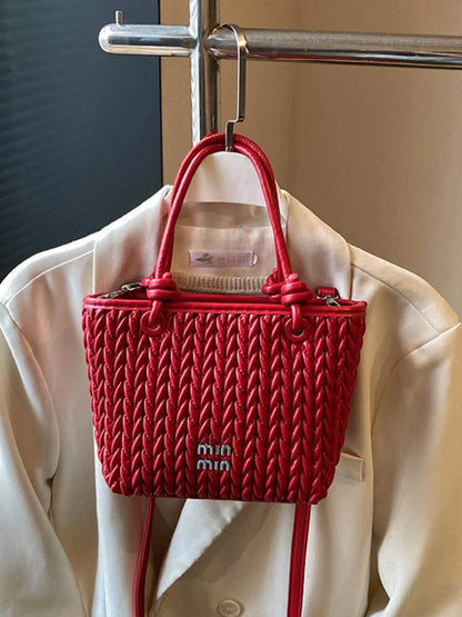 Sarah Express Women's Braided Leather Crossbody Bag - Small PU Leather Shoulder Purse