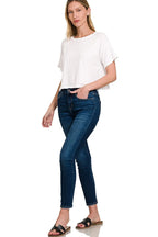 Sarah Express Women’s Ribbed Round Neck Cropped T-Shirt Casual