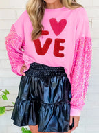 Sarah Express Women's Sequin Round Neck Long Sleeve Sweatshirt