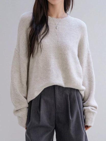 Sarah Express Women's Cozy Knit Round Neck Oversized Sweater