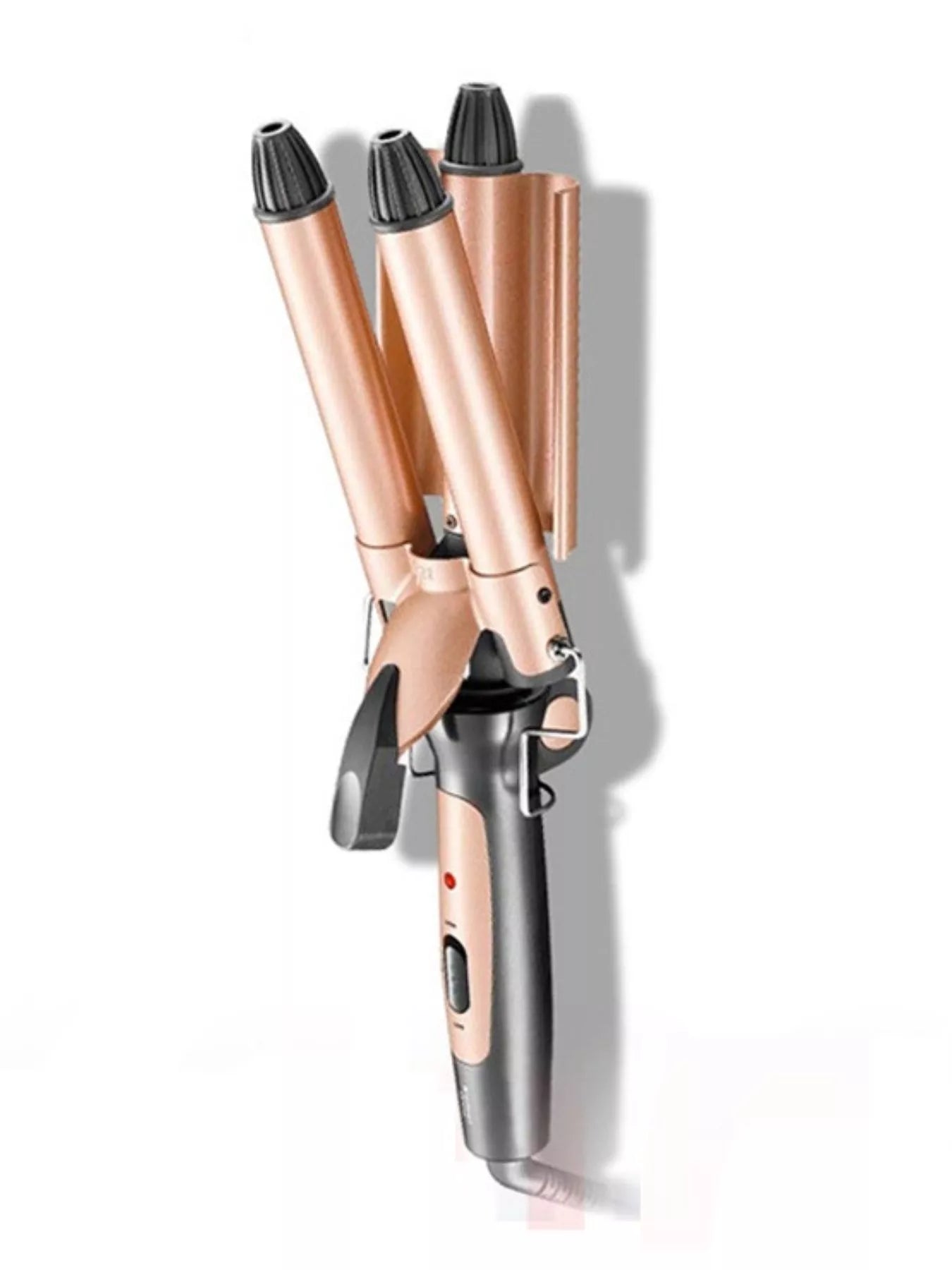 Sarah Express 3-Barrel Curling Iron - Professional Triple Barrel Hair Waver for Beach Waves Champagne European plug