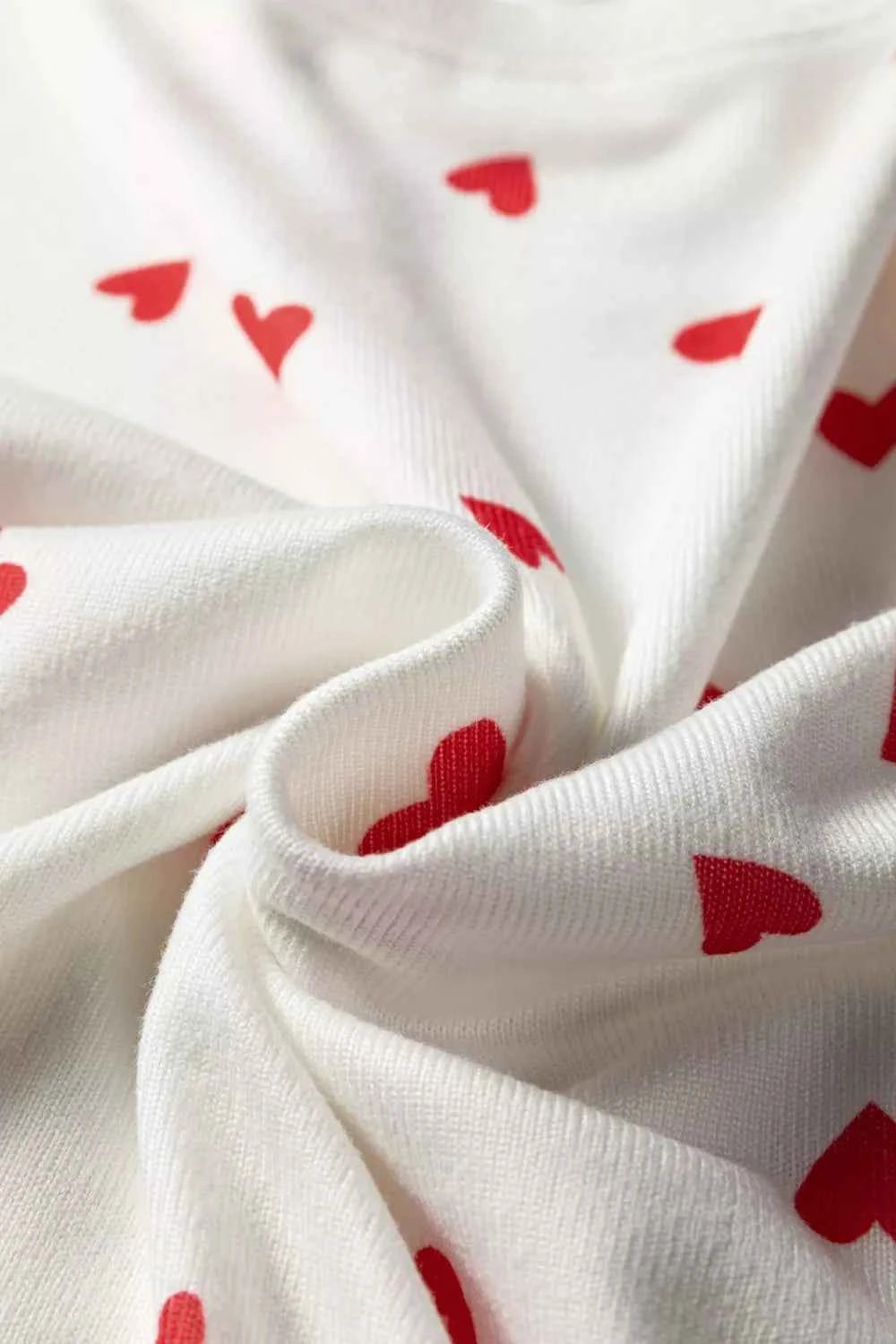 Sarah Express Women's Hearts Printed Long Sleeve Top & Drawstring Pants Lounge Set