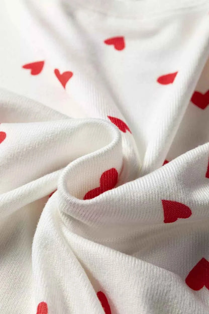 Sarah Express Women's Hearts Printed Long Sleeve Top & Drawstring Pants Lounge Set