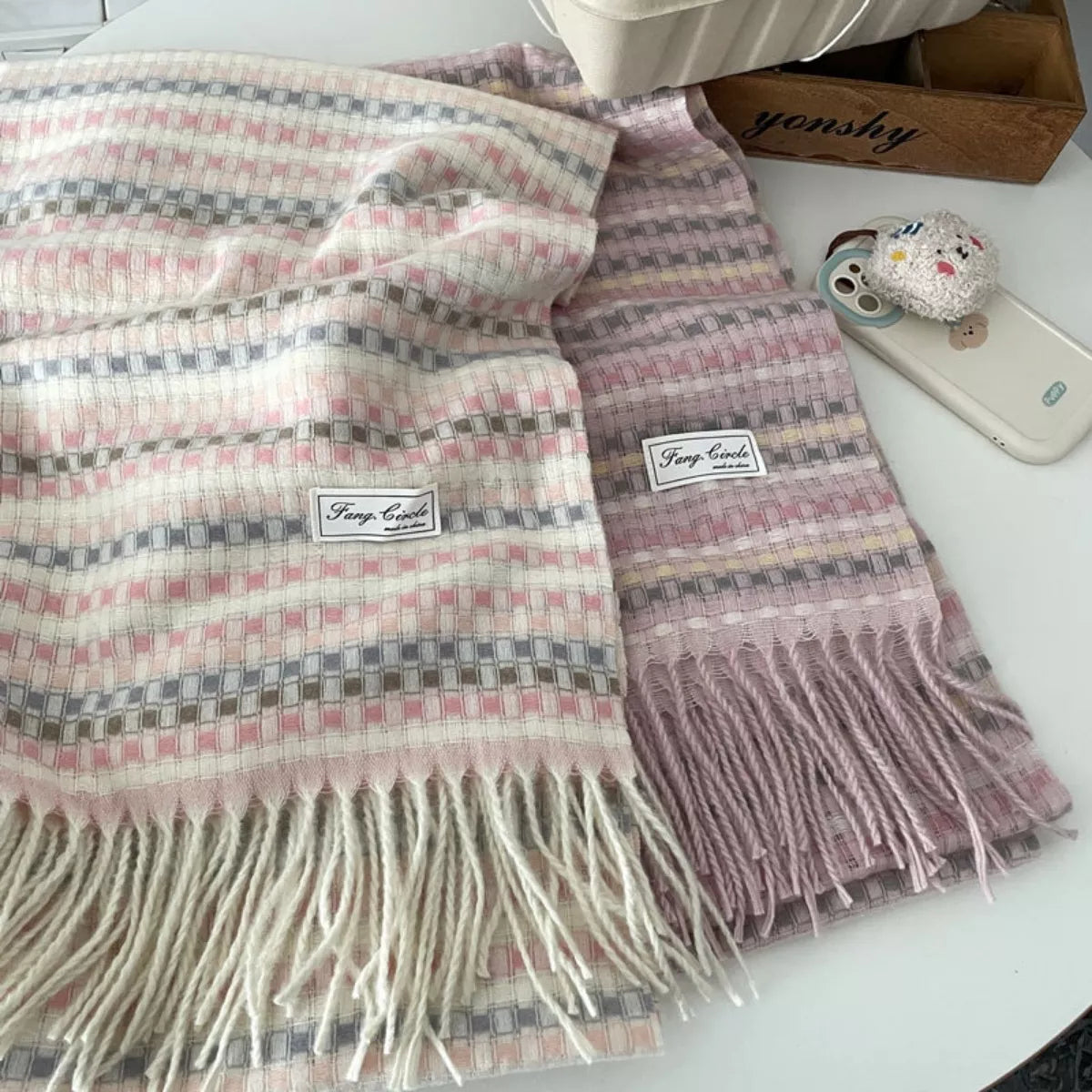 Sarah Express Women's Plaid Fringe Warm Scarf