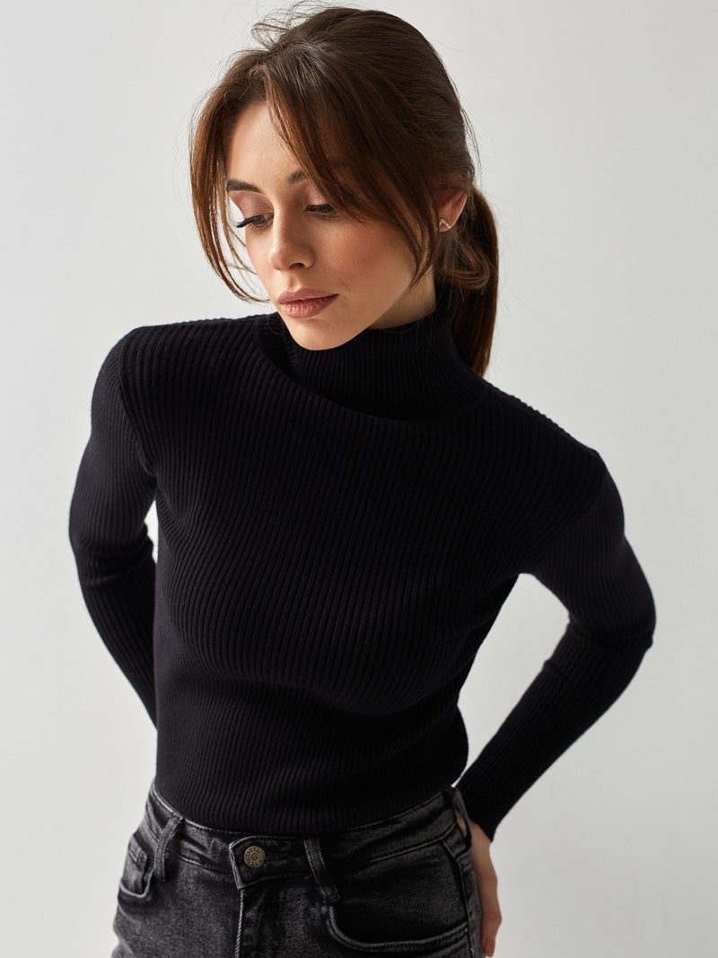 Sarah Express Women's Turtleneck Knit Pullover Sweater Long Sleeve