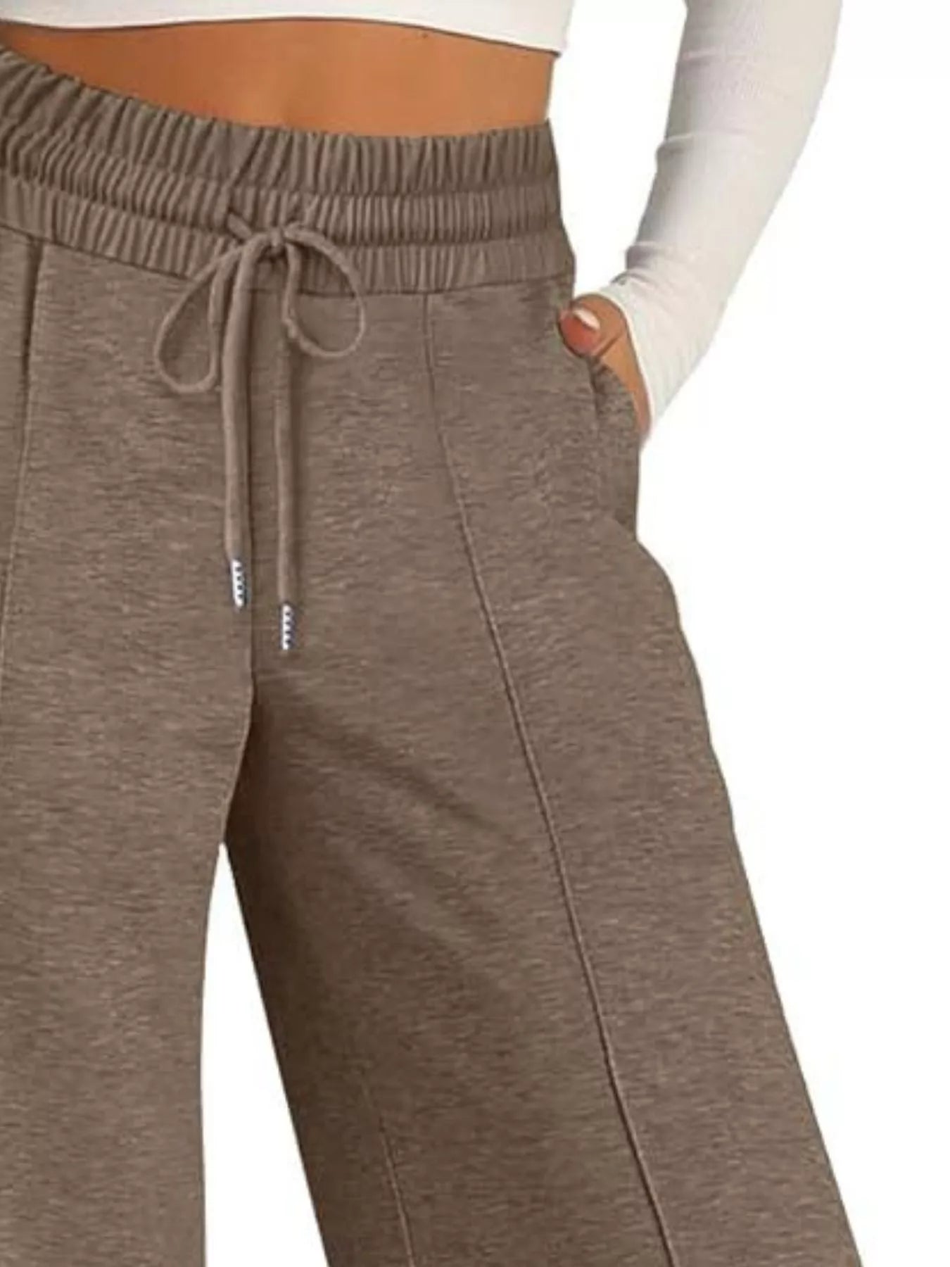 Sarah Express Women's Wide Leg Drawstring Pants - High Waist Palazzo Pants with Pockets