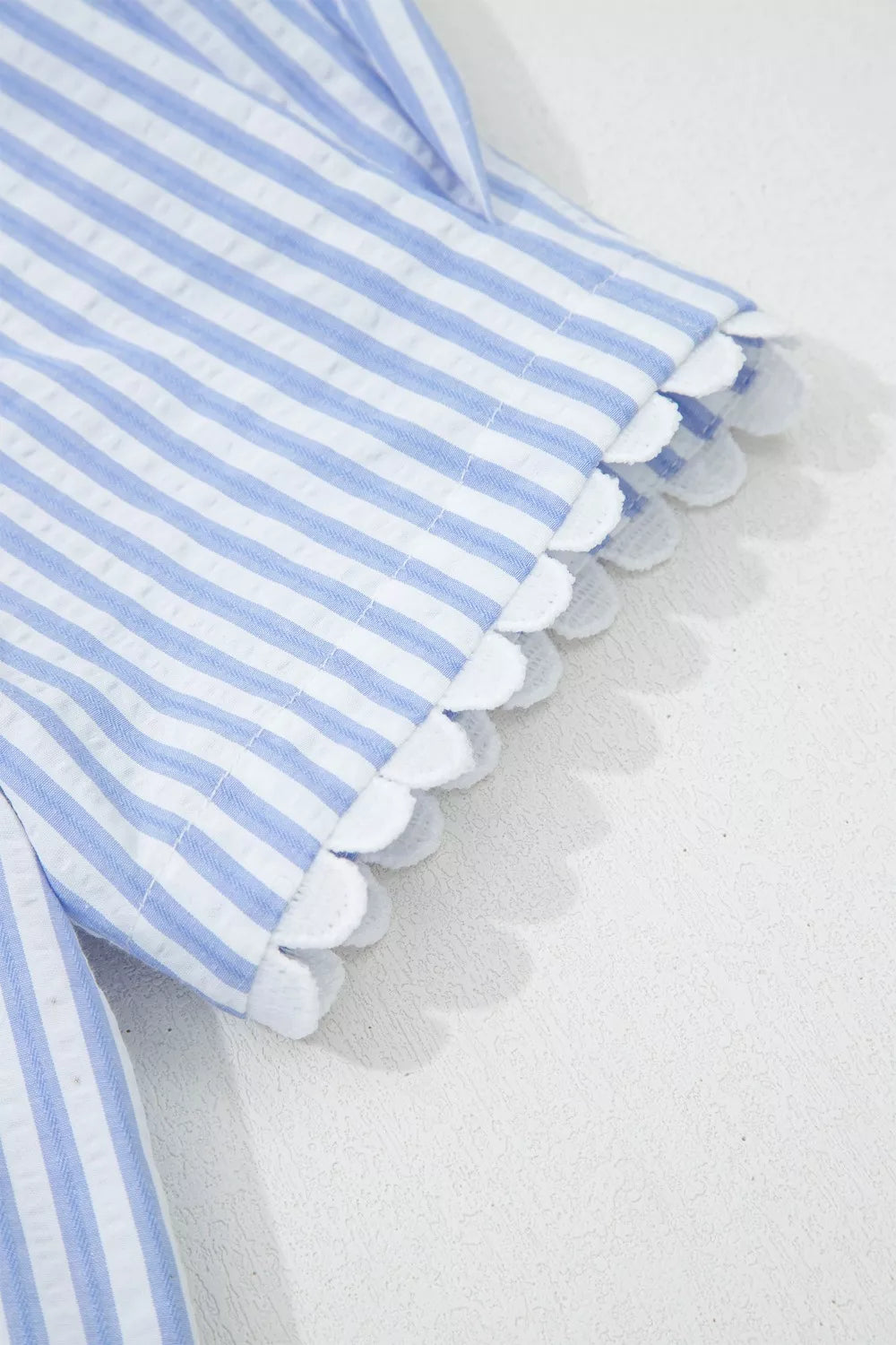 Sarah Express Women's Stripe Ricrac Trim Puff Sleeve Leopard Patchwork V Neck Blouse