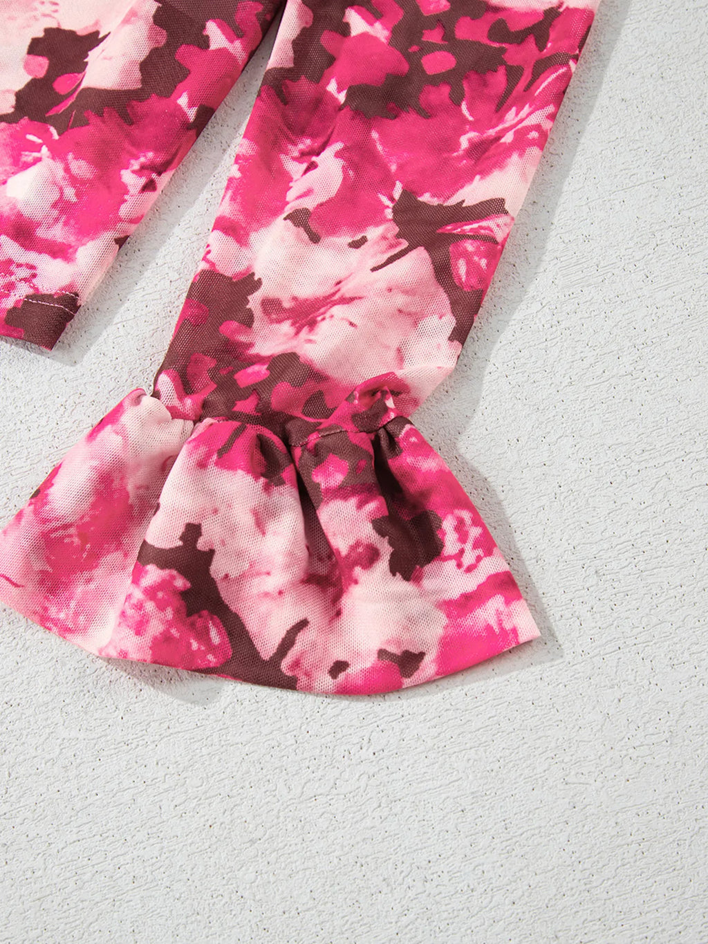 Sarah Express Women's Floral Mesh Flounce Sleeve Mock Neck Blouse