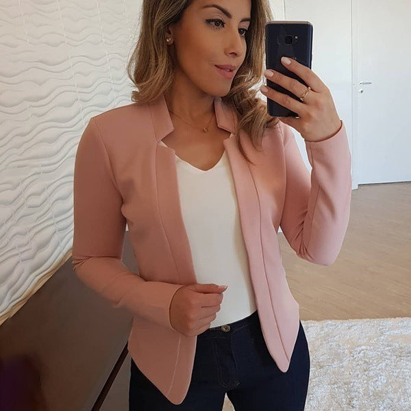 Sarah Express Long Sleeve Cardigan Coat Solid Color Button Front Open Jacket