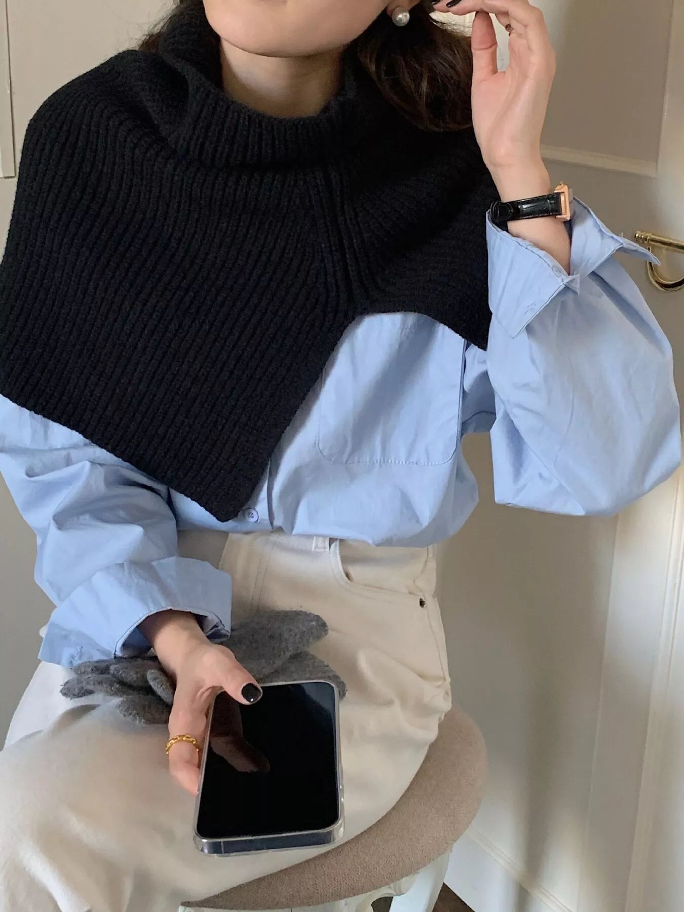 Sarah Express Women's Chunky Knit Slit Scarf