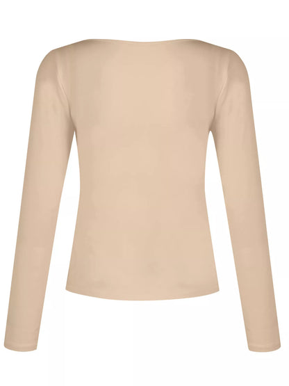 Sarah Express Women's Slim Fit V-Neck Long Sleeve T-Shirt - Ruched Detail Plus Size Top