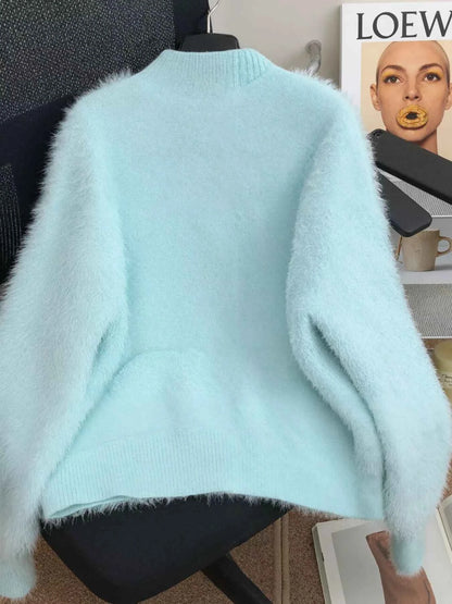 Sarah Express Women's Fuzzy Bow Button Up Cardigan - Cozy Knit Sweater