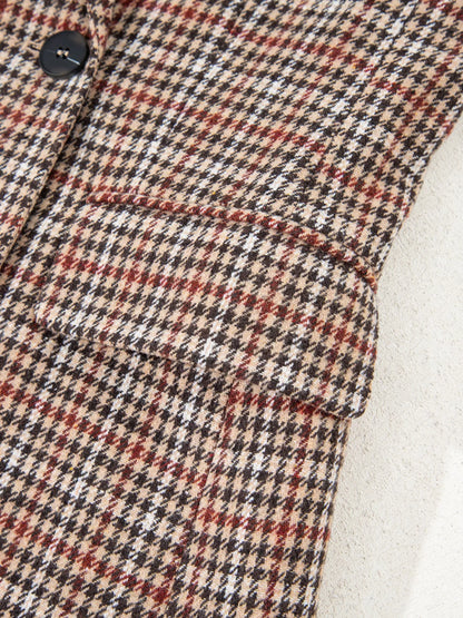 Sarah Express Women's Houndstooth Lapel Collar Blazer