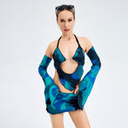 Sarah Express Women's Halter Neck Cut-Out Top & Bodycon Skirt Set - Sexy Two-Piece Party Dress