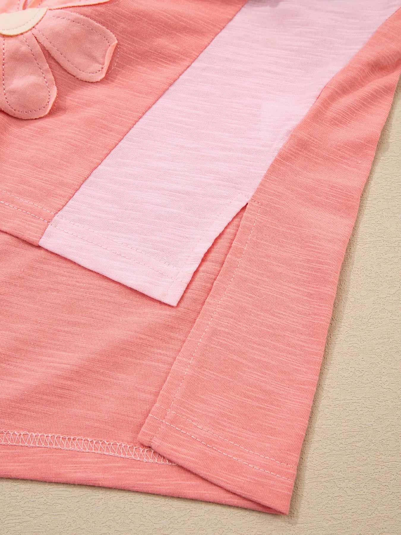 Sarah Express Women's Flower Patched Exposed Seam Oversized T Shirt