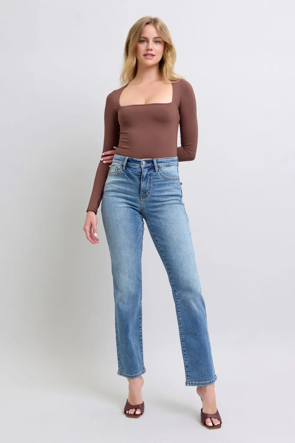 Sarah Express Women’s Plus Size High Rise Thermal Lined Straight Jeans
