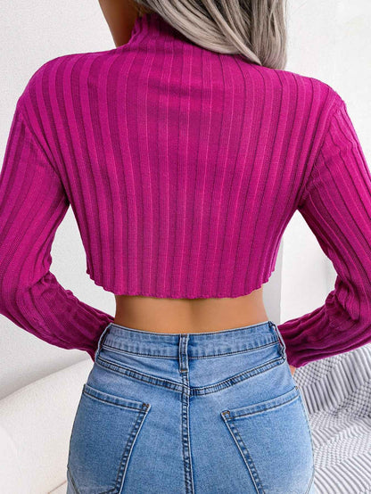 Sarah Express Women Sexy Half Turtleneck Asymmetric Long Sleeve Knit Top