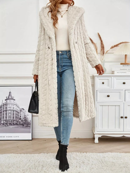 Sarah Express Women's Hooded Button Up Longline Coat