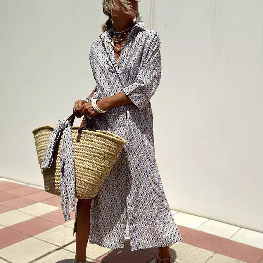 Sarah Express Women's Striped Shirt Dress Button Front Maxi with Belt