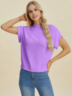 Sarah Express Women’s Plus Size Short Sleeve Mock Neck Viscose Sweater

