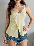 Sarah Express Women's Flower Trim Slit Cami