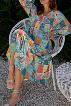 Sarah Express Women's Floral Checkered V-Neck Dress