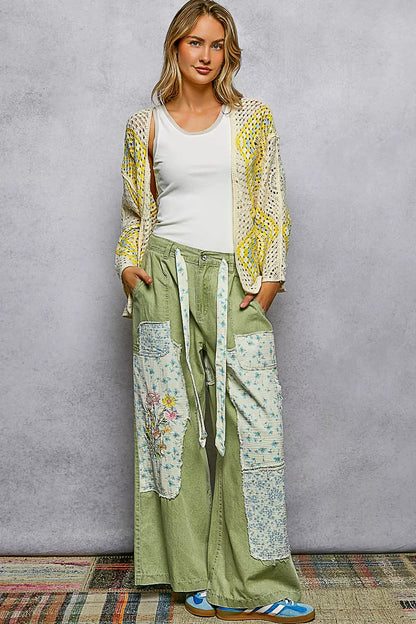 Sarah Express Women's Open Front Crochet Cardigan with Granny Square Pattern