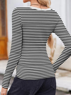 Sarah Express Women's Striped Long Sleeve Scoop Neck T-Shirt