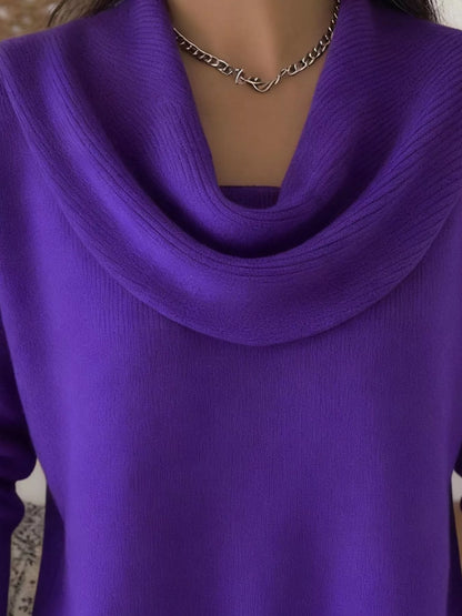 Sarah Express Women's Cowl Neck Solid Color Sweater Plus Size