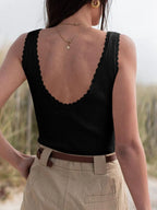 Sarah Express Women's Ribbed Scoop Neck Tank Top