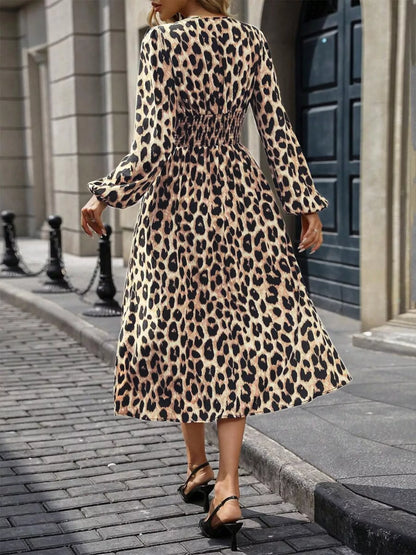 Sarah Express Women's Leopard Print Wrap Midi Dress