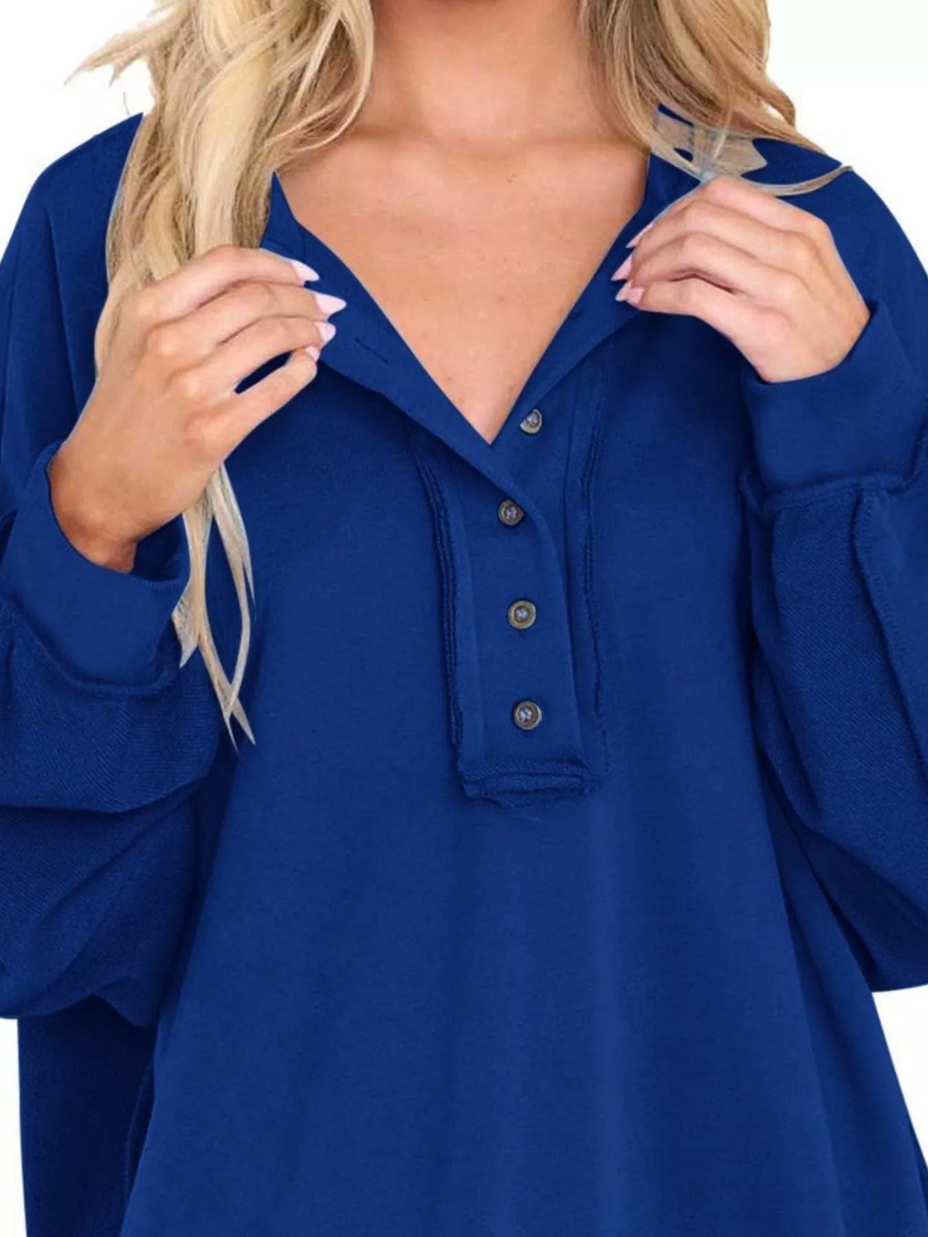 Sarah Express Women's Half Snap Long Sleeve Sweatshirt