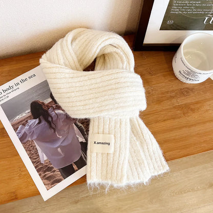 Sarah Express Women's Soft Knit Winter Scarf - Cozy Wool Blend Cream One Size