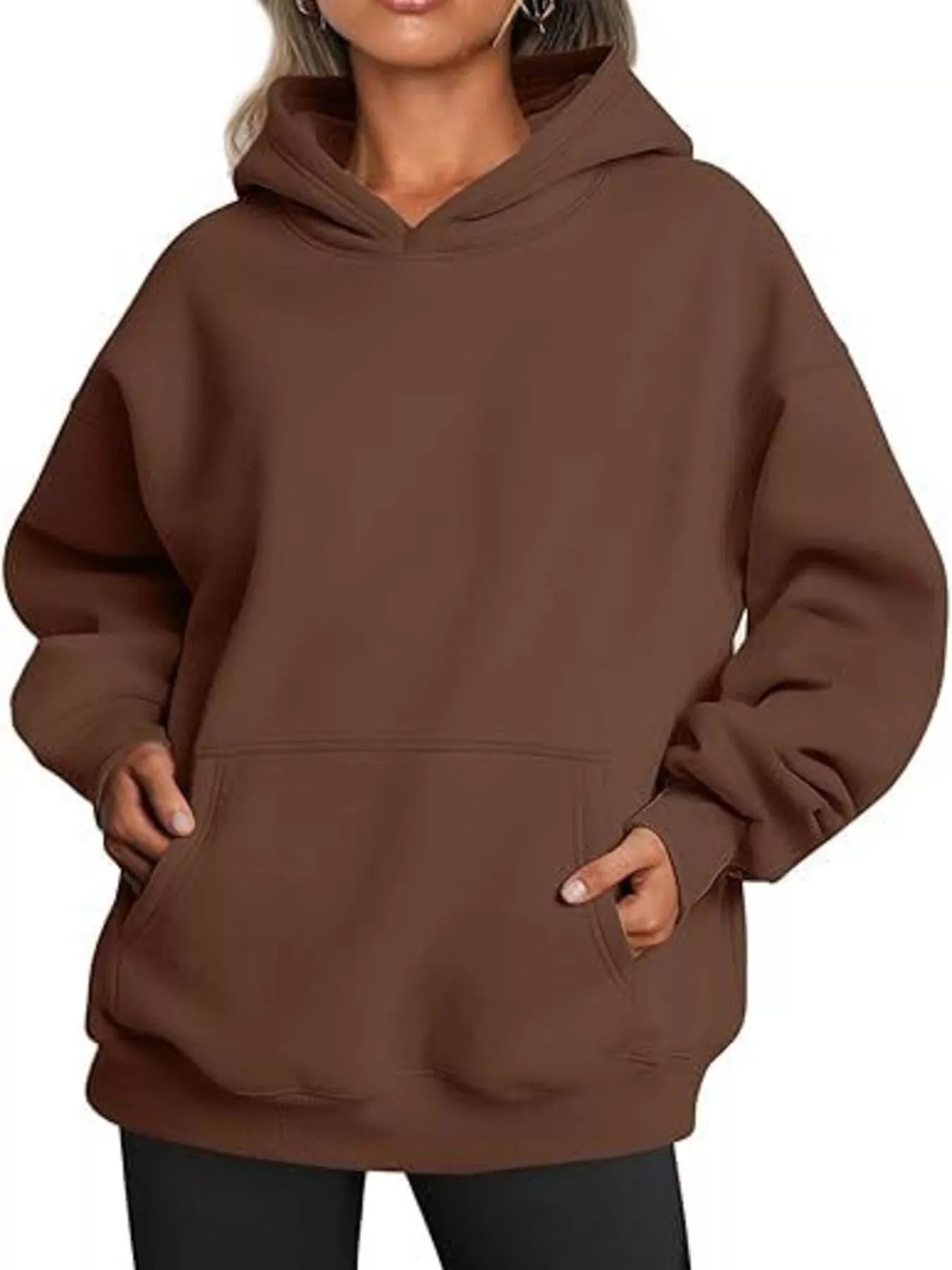 Sarah Express Women's Kangaroo Pocket Long Sleeve Hoodie Brown
