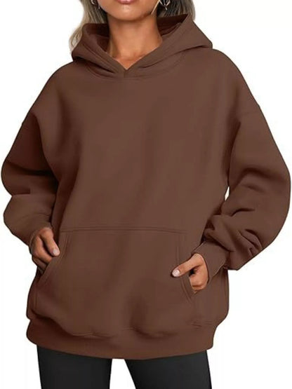 Sarah Express Women's Kangaroo Pocket Long Sleeve Hoodie Brown