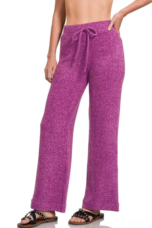 Sarah Express Women's Soft Brushed Hacci Pants LT PLUM