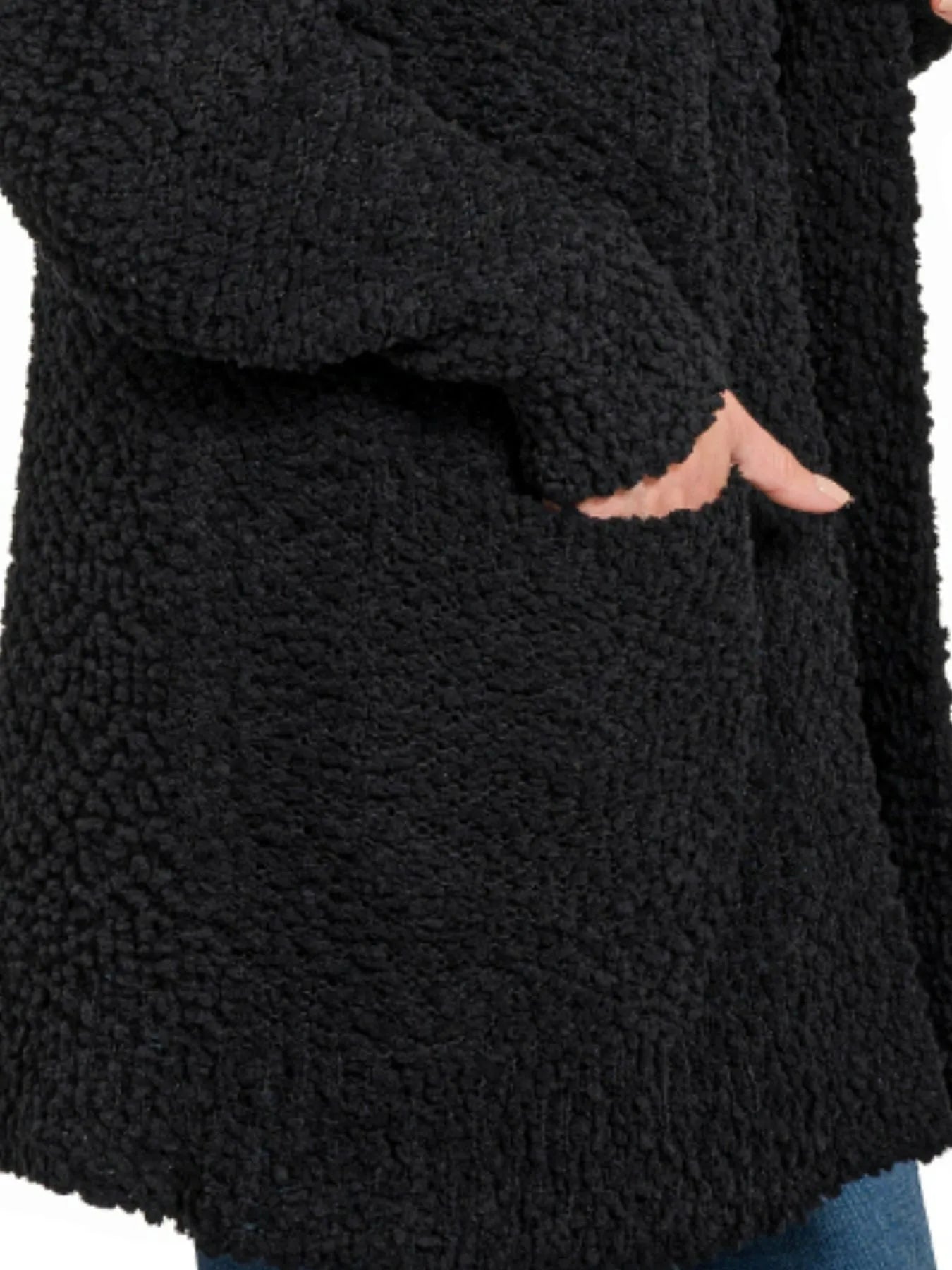 Long Sleeve Popcorn Sweater Cardigan with Pockets