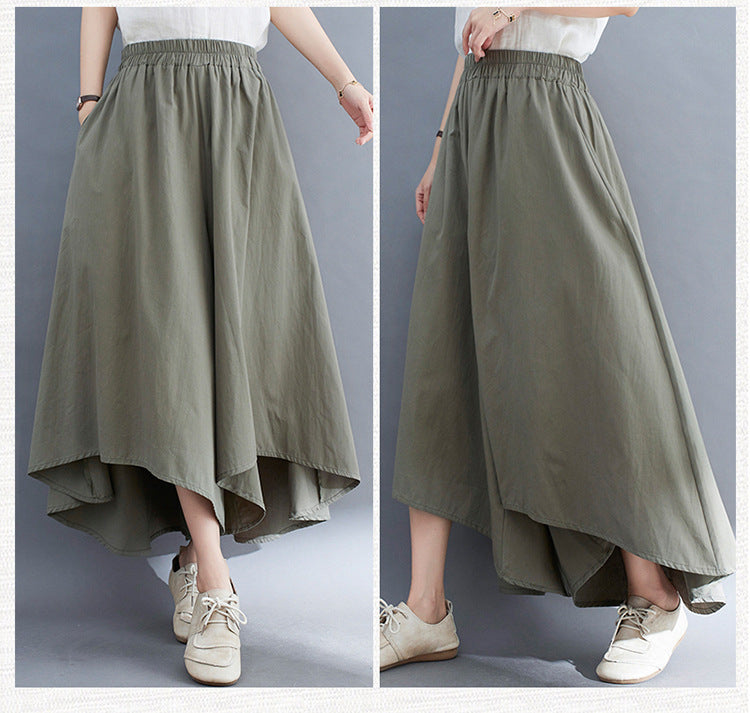 Sarah Express Women's High Waist Wide Leg Cropped Pants Loose Fit Work Casual Trousers with Pockets
