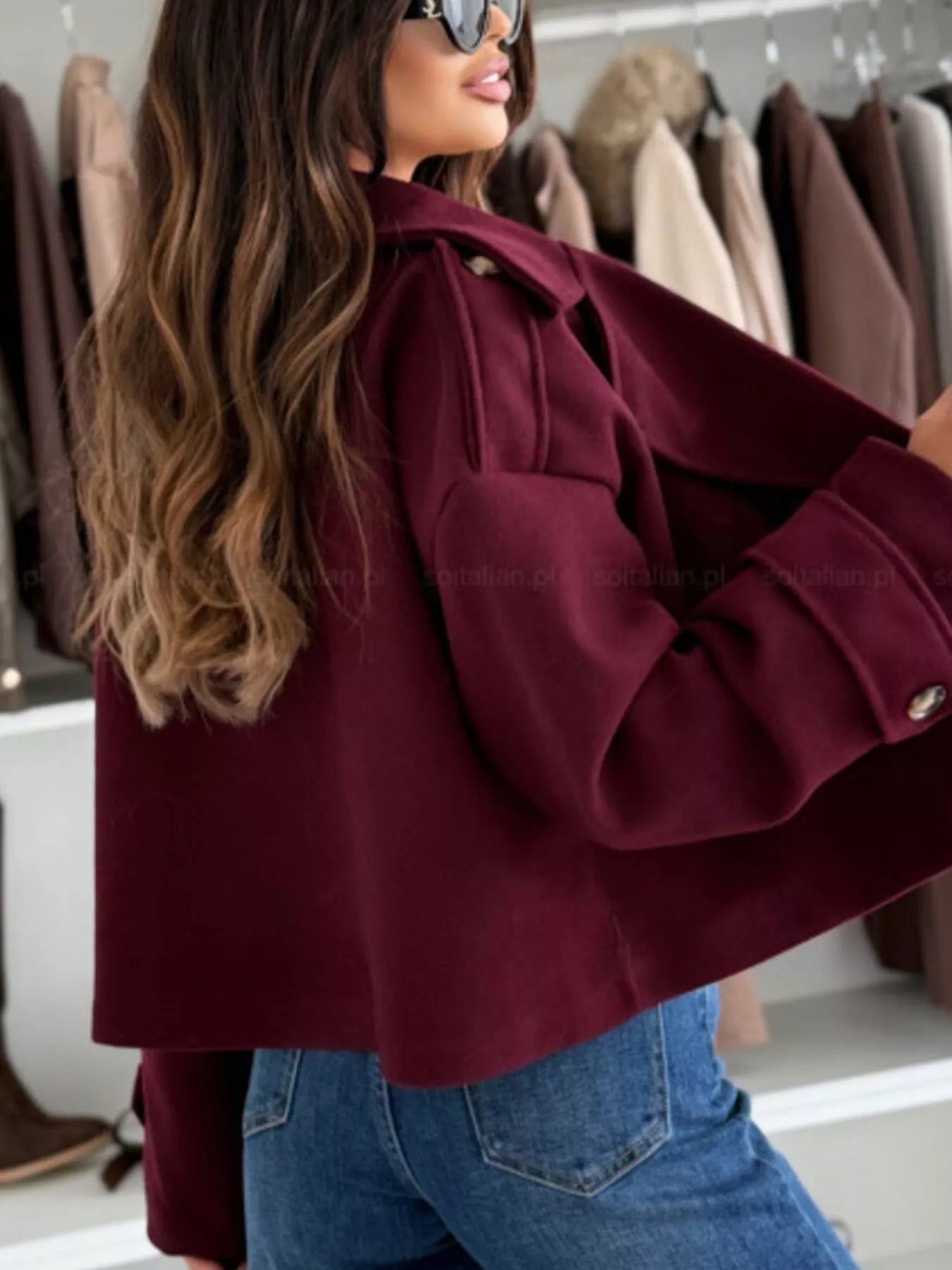 Sarah Express Women's Double-Breasted Cropped Outerwear