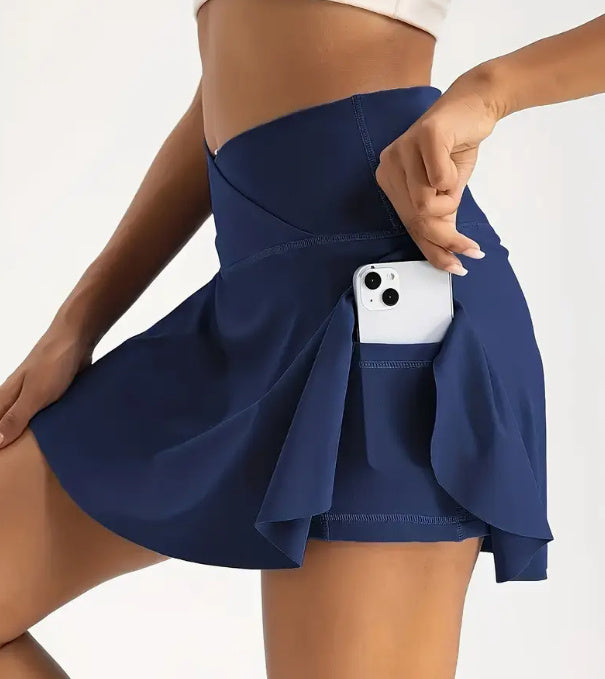 Sarah Express Women's Yoga Skort Athletic Shorts with Skirt Overlay Moisture-Wicking Active Wear