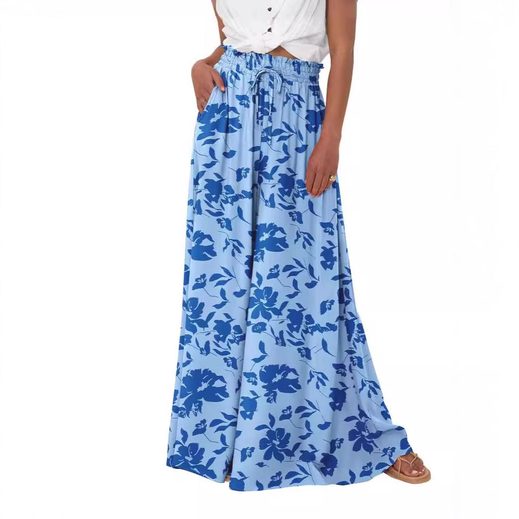 Sarah Express Women's High Waist Wide Leg Pants Casual Polyester Trousers