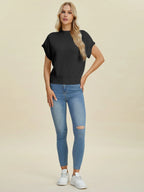 Sarah Express Women’s Plus Size Short Sleeve Mock Neck Viscose Sweater
