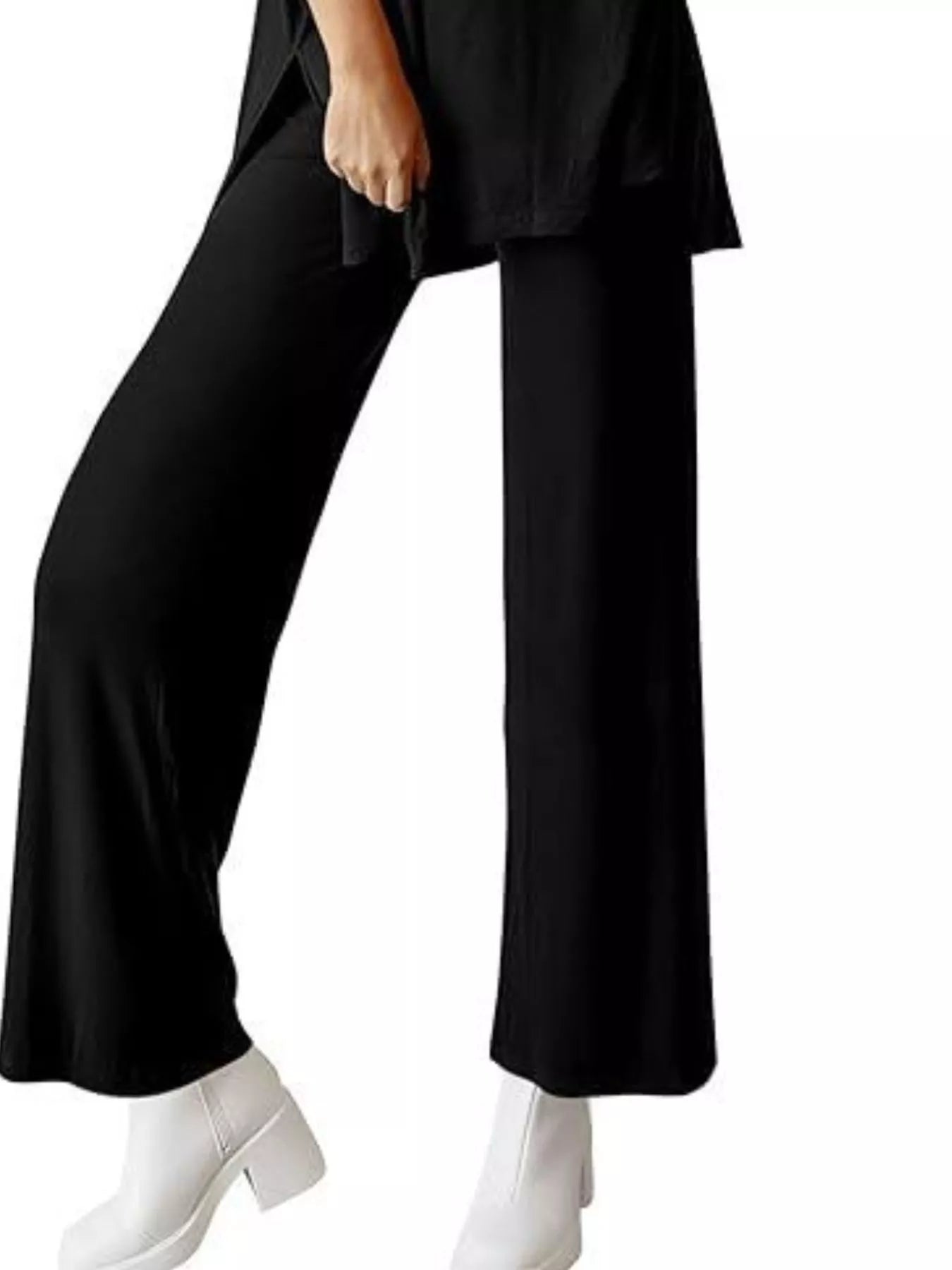 Sarah Express Relaxed Fit Round Neck Top and Pants Two-Piece Lounge Set