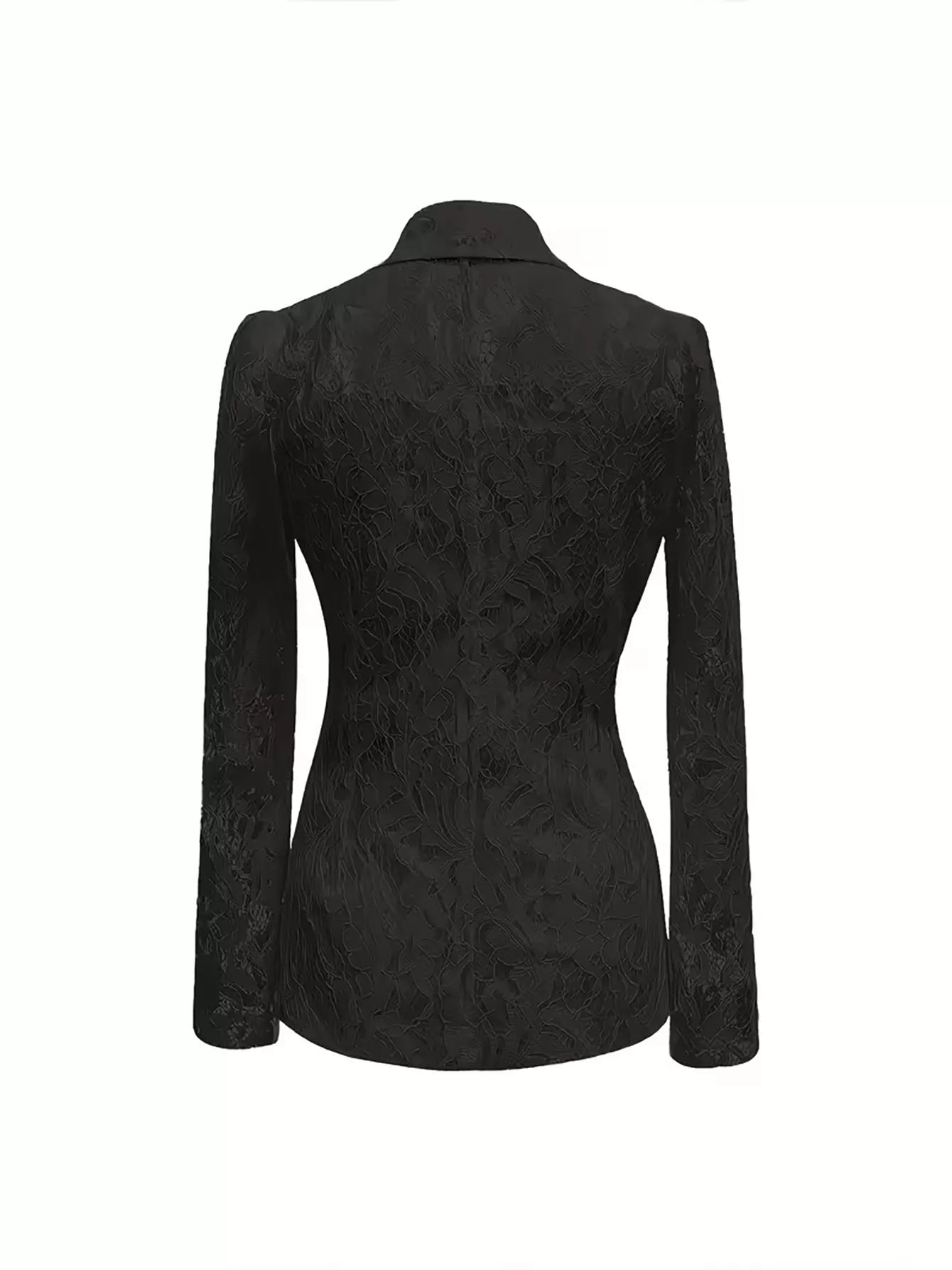 Sarah Express Women's Lace Button Up Fitted Blazer