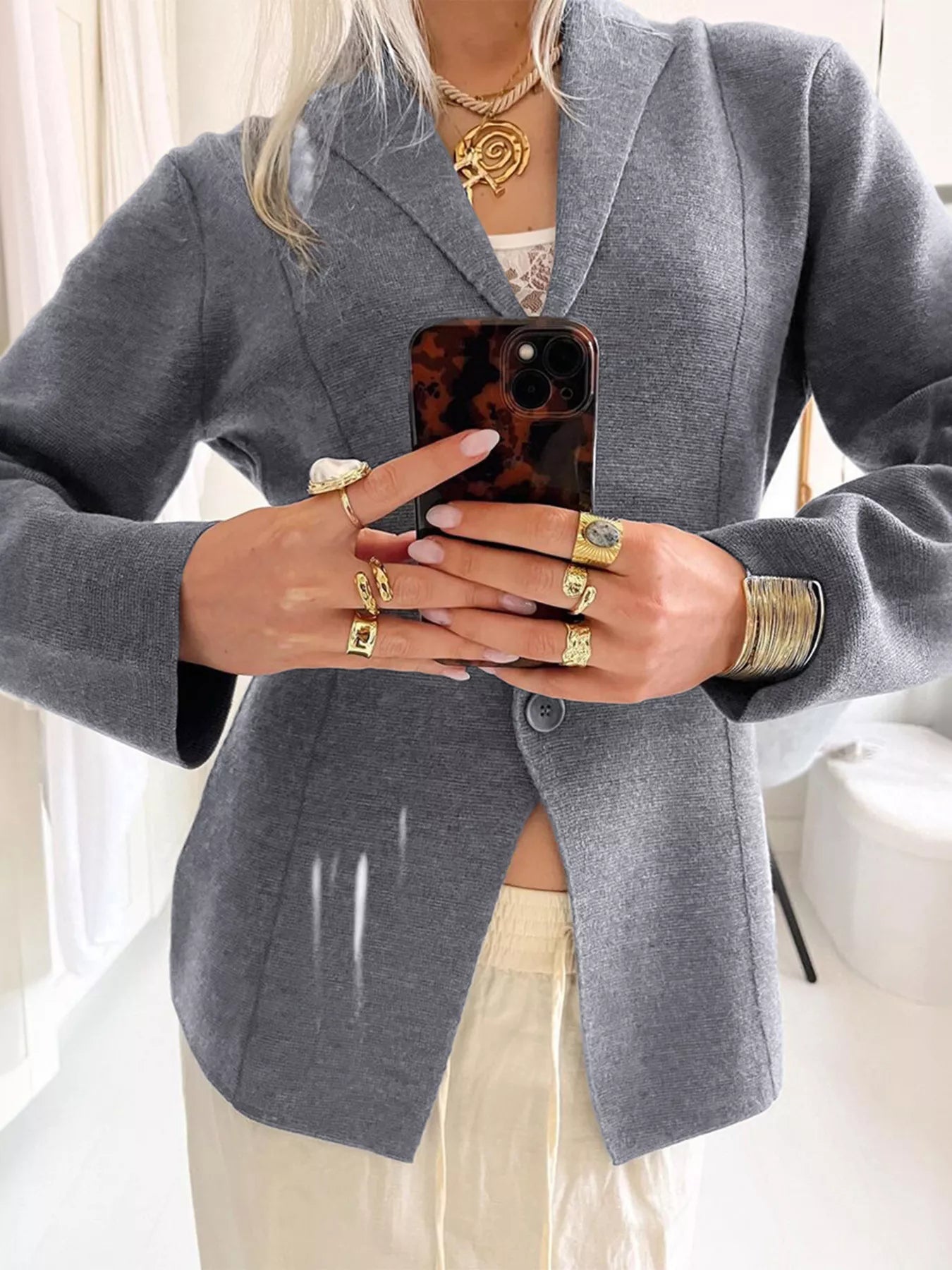 Sarah Express Women's Button Up Long Sleeve Cardigan