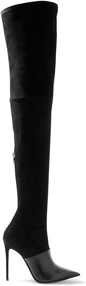 Sarah Express Women's Over-the-Knee Suede Boots - Stiletto Heel Pointed Toe Stretch Boots