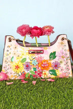 Sarah Express Women's Dreams Blossom Shoulder Bag - Vegan Leather Floral Embellished Handbag