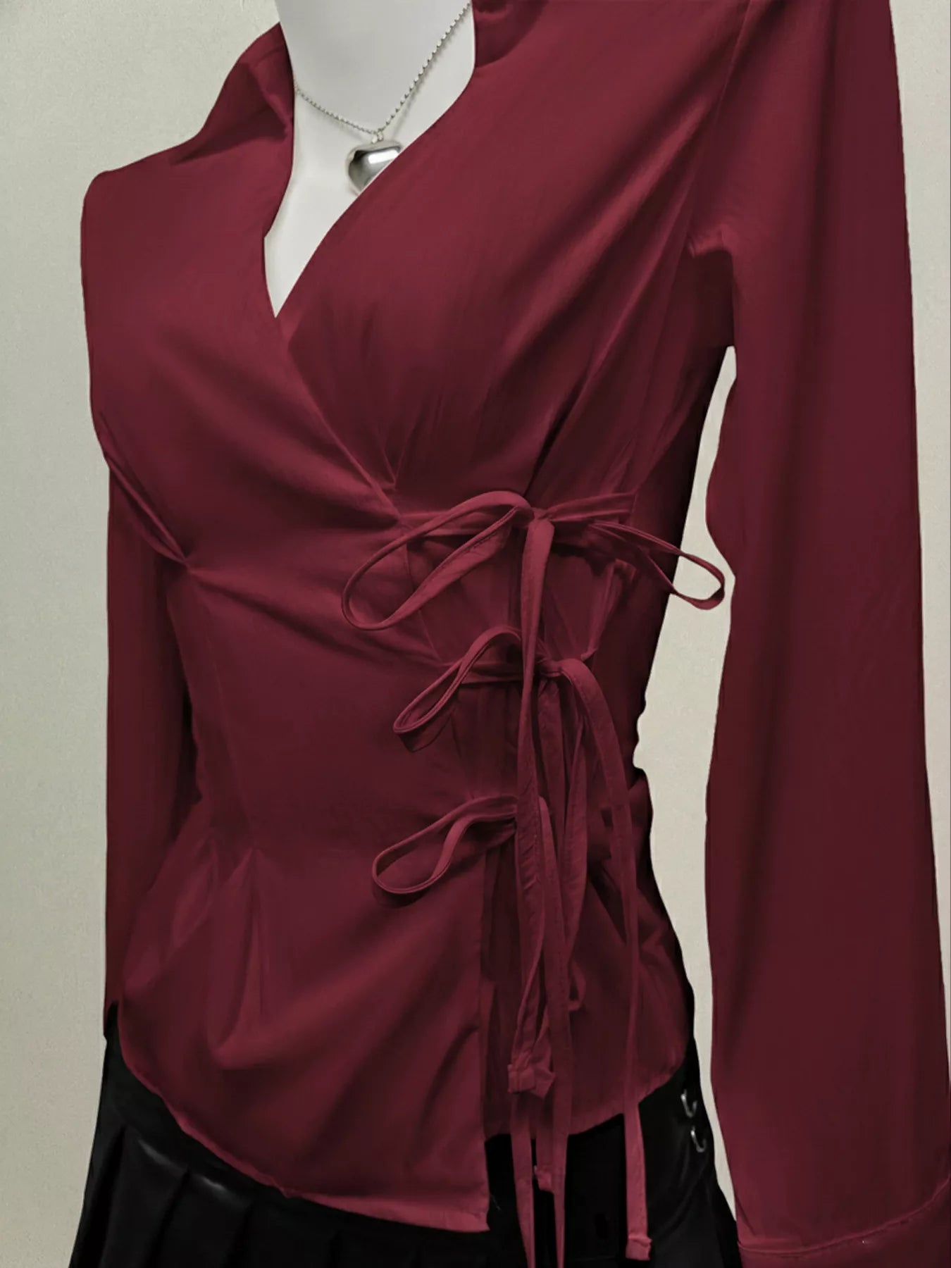 Sarah Express Women's Side Tied Long Sleeve Shirt