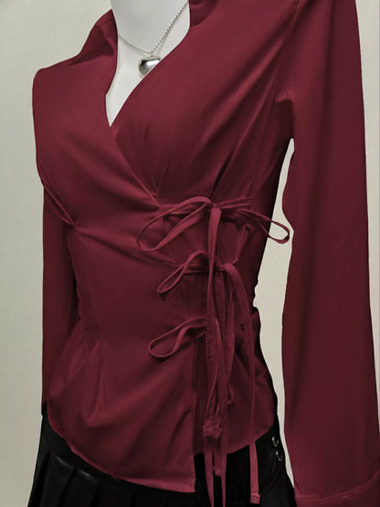 Sarah Express Women's Side Tied Long Sleeve Shirt