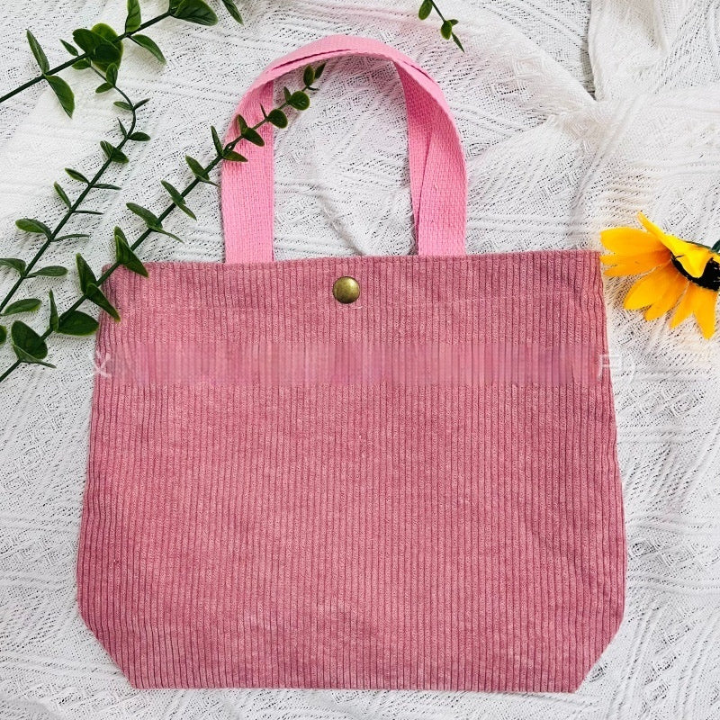 Sarah Express Women's Canvas Tote Bag - Minimalist Double-Sided Print Shoulder Bag with Embroidered Logo Type B Pink Embroidered Name Style